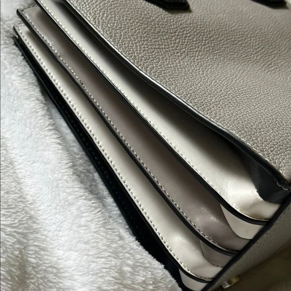 MichaelKors Mercer Tricolor Gray Black white Leather Handbag Shoulder purse tote - Picture 16 of 17